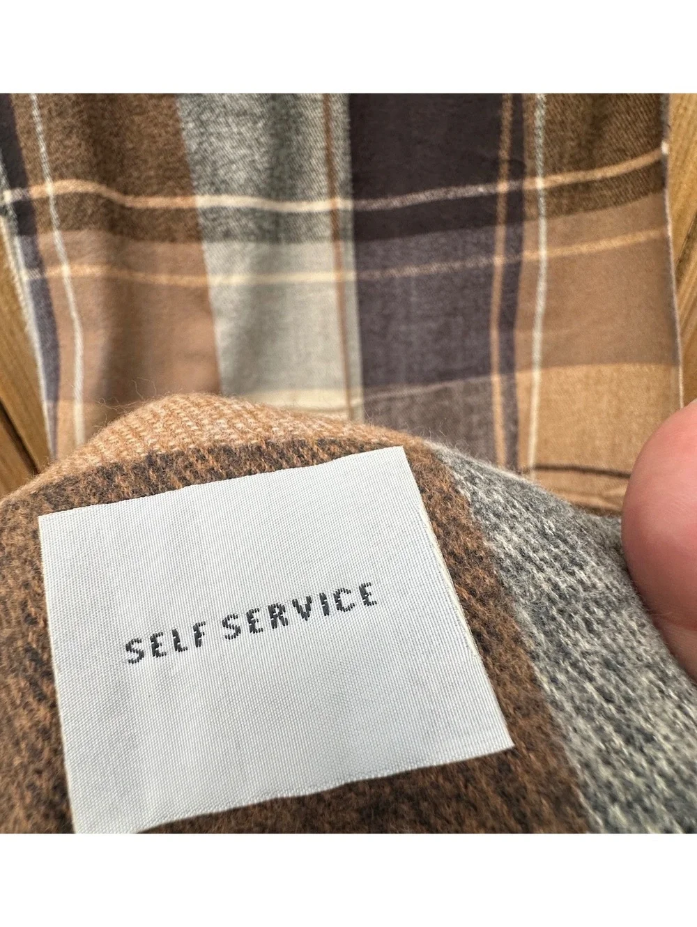 Self Service Plaid Fringe Scarf Cashmere